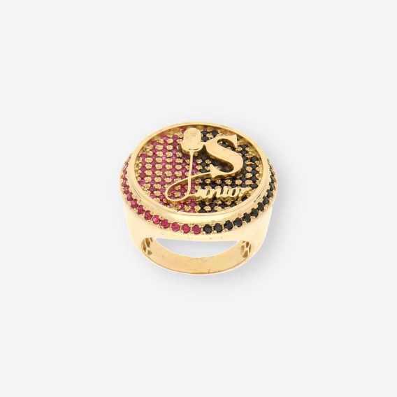 Anillo oro y piedras colores