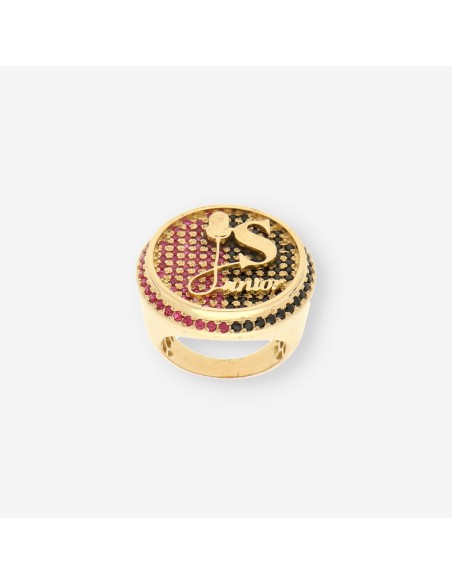 Anillo oro y piedras colores