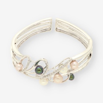 Pulsera esclava oro bl. y brillantes14Kt 2