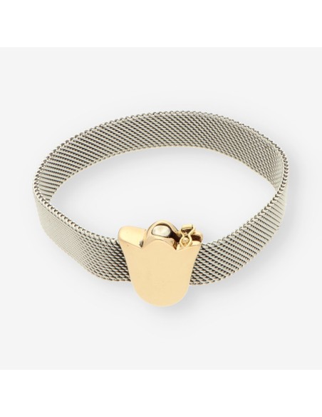 Pulsera acero y oro tulipÃ¡n TOUS