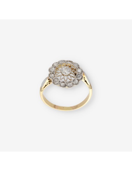 Anillo vintage en oro 18kt con brillante central