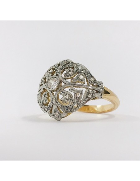 Anillo aÃ±os 20 en oro y diamantes