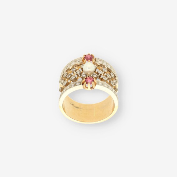Anillo oro vintage brillante rubi