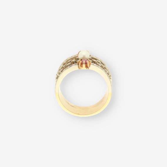 Anillo oro vintage brillante rubi