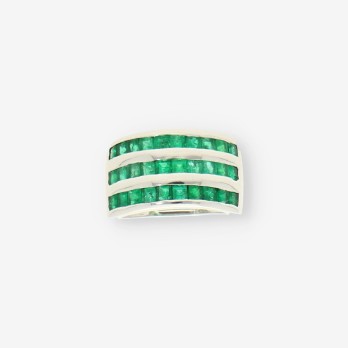 Anillo oro blanco y esmeralda