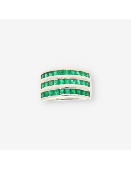 Anillo oro blanco y esmeralda