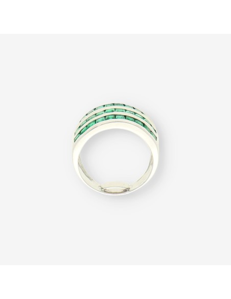 Anillo oro blanco y esmeralda