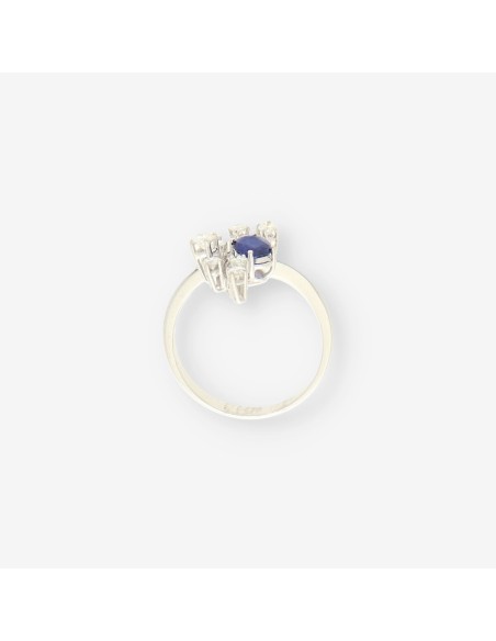 Anillo oro bl. zafiro y brillantes