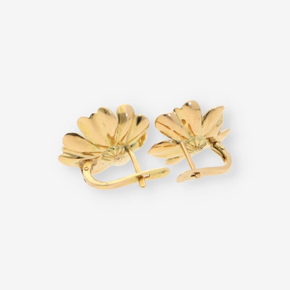 Pendientes oro flor con perlas