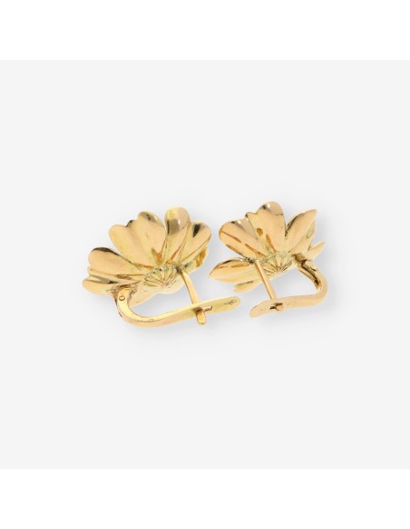 Pendientes oro flor con perlas