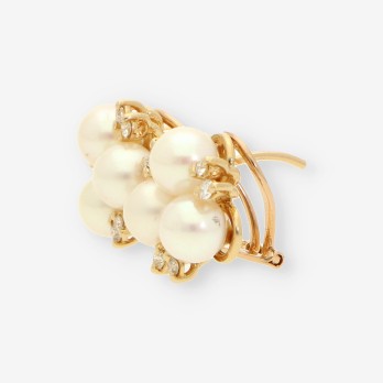 Pendientes oro perla y brillantes 2
