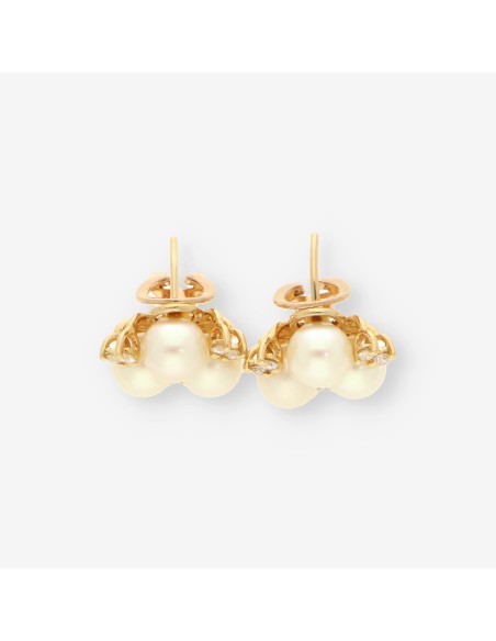 Pendientes oro perla y brillantes