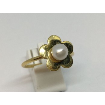 Sortija en forma de flor Tous en oro amarillo y perla cultivada