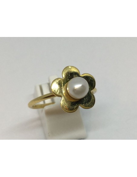 Sortija en forma de flor Tous en oro amarillo y perla cultivada