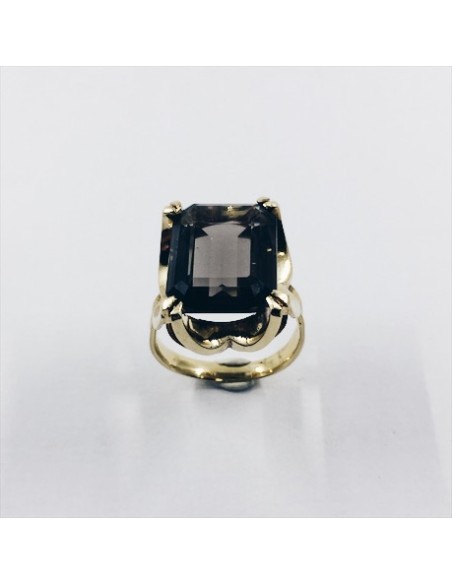 Anillo de oro con cuarzo marrÃ³n