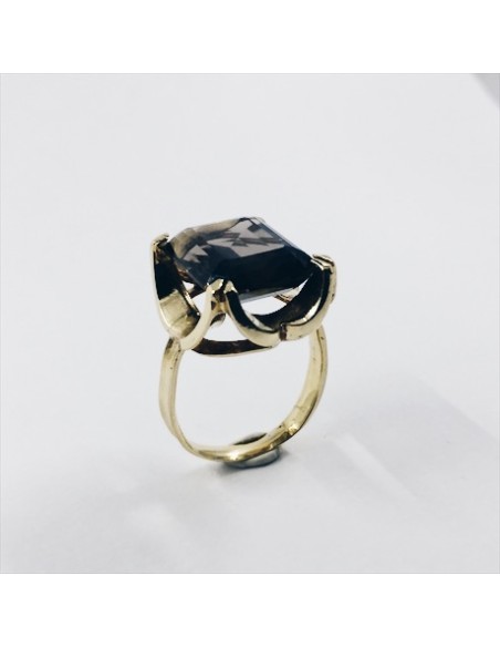 Anillo de oro con cuarzo marrÃ³n