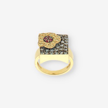 Anillo oro piedras de colores 2