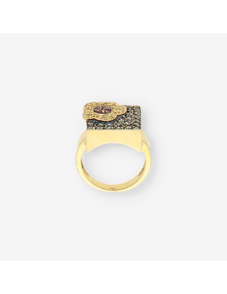 Anillo oro piedras de colores