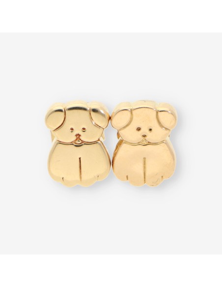 Pendientes acero y oro perro TOUS