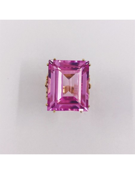 Anillo en oro 18kt  con piedra tipo rosa de Francia