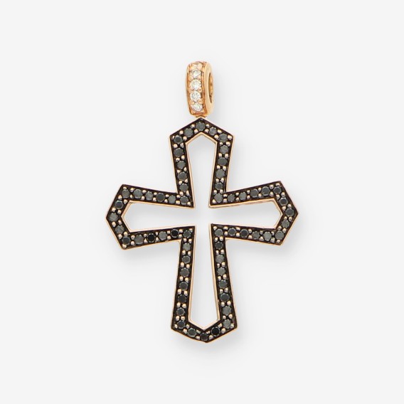 Cruz oro rosa y brillantes negros
