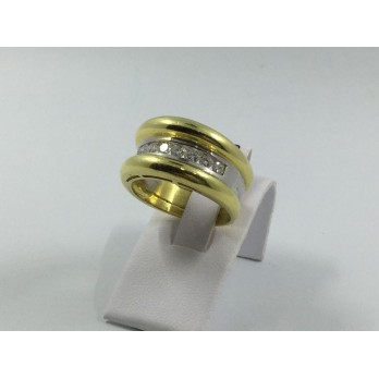 Anillo ancho en oro amarillo y brillantes 2