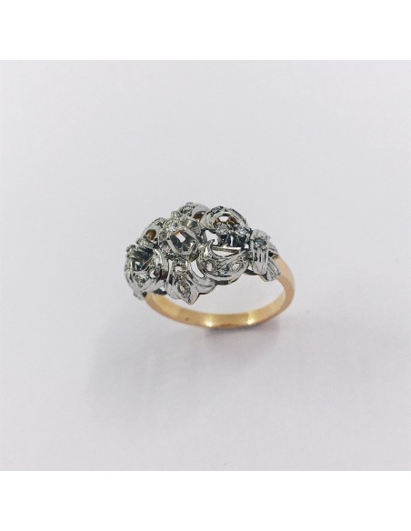 Anillo vintage en oro blanco 18kt con brillantes