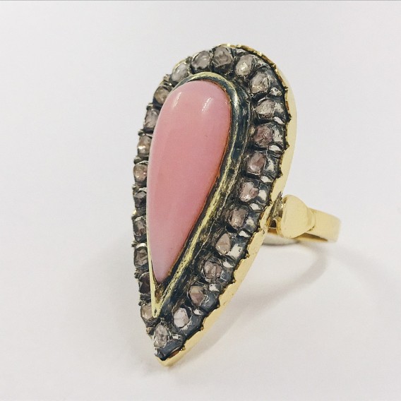 Anillo vintage en oro 18kt con diamantes