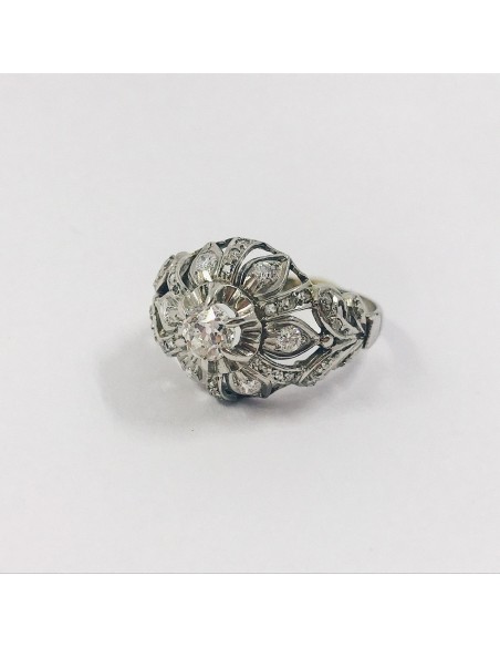Anillo vintage en platino con Diamantes