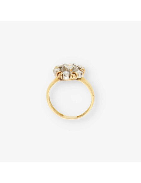 Anillo roseton oro y bri
