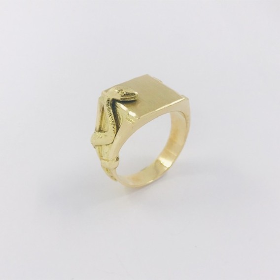 Anillo sello en oro 18kt con serpiente