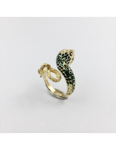 Anillo de oro y esmalte en forma de serpiente