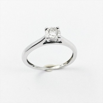 Anillo solitario oro blanco y brillante