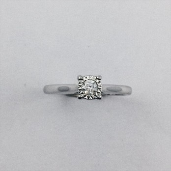 Anillo solitario oro blanco y brillante 2