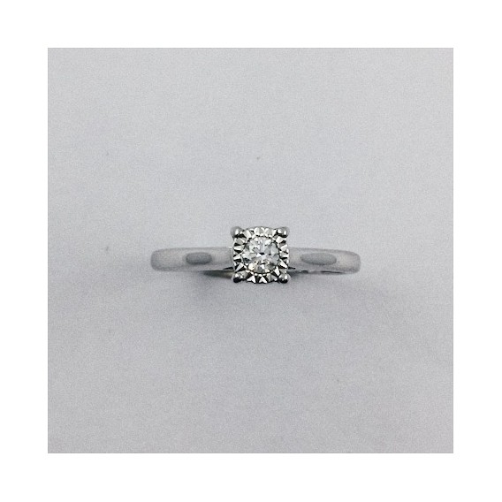 Anillo solitario oro blanco y brillante