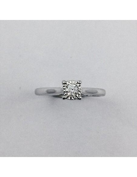 Anillo solitario oro blanco y brillante