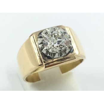 Anillo solitario en oro rosa y brillante