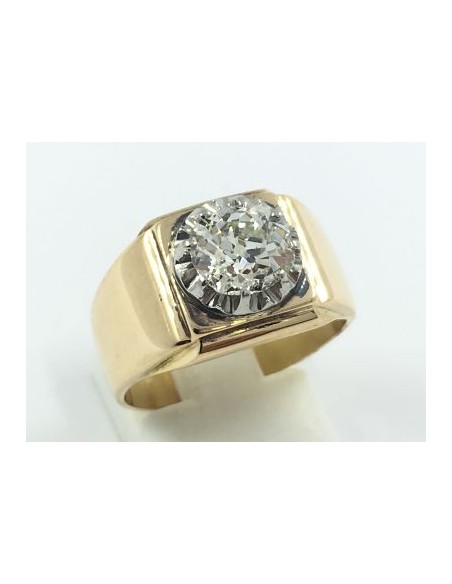 Anillo solitario en oro rosa y brillante