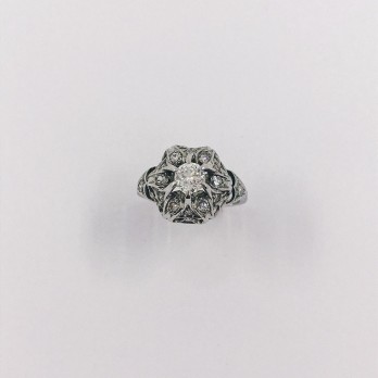 Anillo vintage en oro blanco 18kt con brillantes