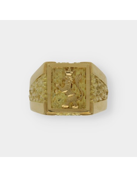 Anillo sello en oro 18kt con leÃ³n