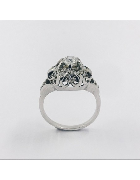Anillo vintage en oro blanco 18kt con brillantes