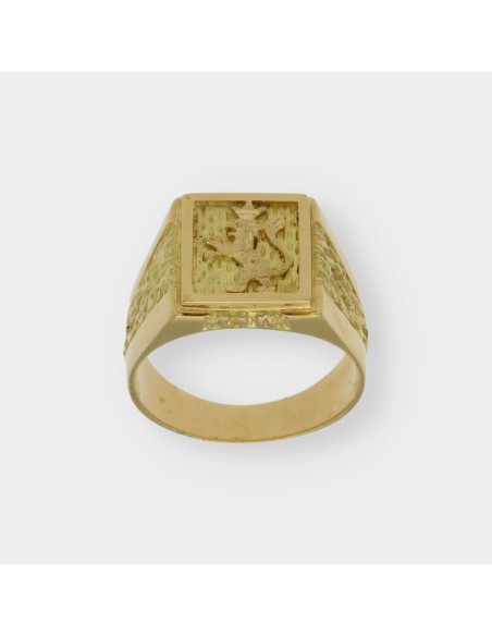 Anillo sello en oro 18kt con leÃ³n
