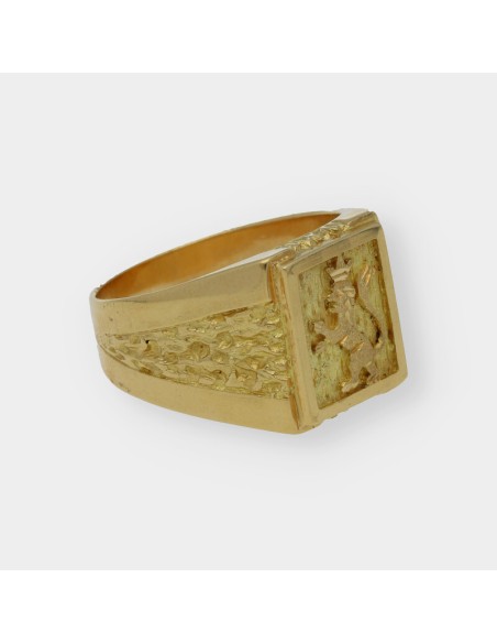 Anillo sello en oro 18kt con leÃ³n
