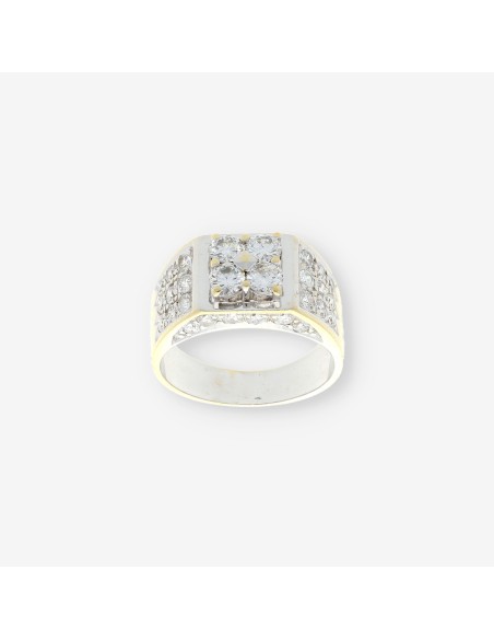 Sello en oro bicolor 18kt con brillantes