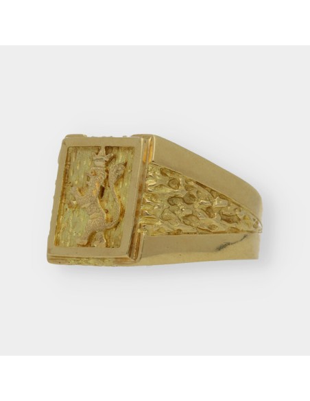 Anillo sello en oro 18kt con leÃ³n
