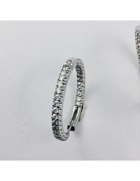 Pendientes criolla en oro blanco y brillantes