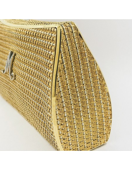 Bolso vintage en oro 18 con letra central en brillantes
