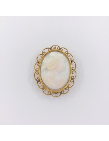 Broche vintage en oro y marfil