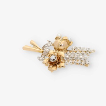 Broche de oro 18kt con diamantes 2