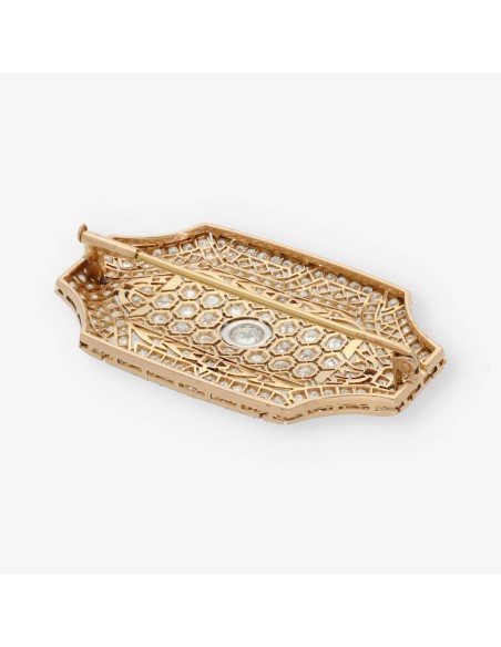 Broche vintage de oro 18kt. con diamantes